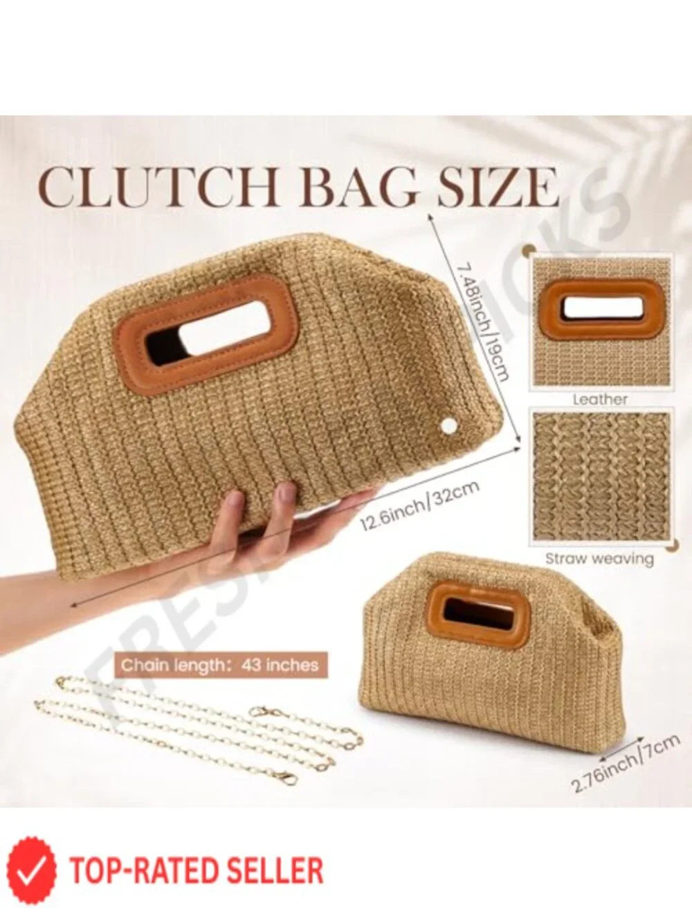 Raffia Clutch Straw Crossbody Bag Women Woven Purse